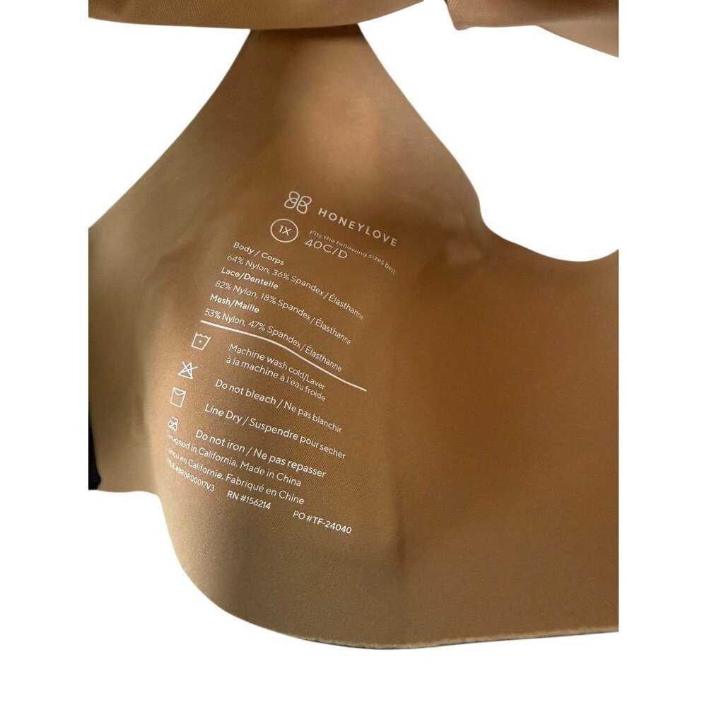 Honeylove CrossOver Contour Wireless Bra 1X 40 C/D Black Mesh Smoothing Comfort - Picture 8 of 9